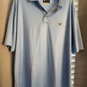 Men's Light Blue Short-Sleeve Polo with Yellow Bear Emblem
